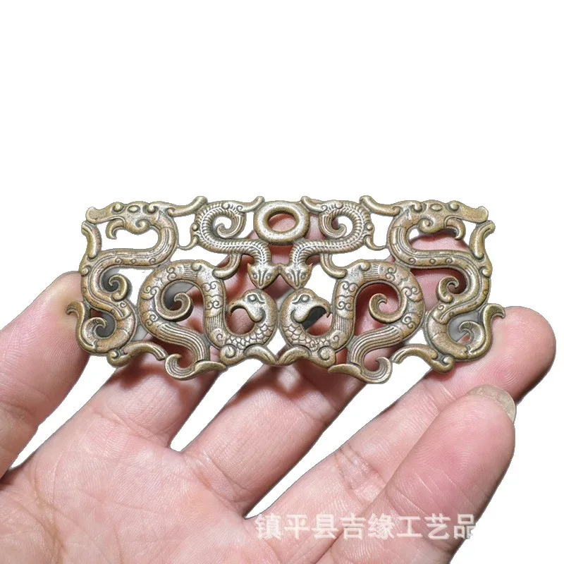 Antique and Miscellaneous Items Wholesale Antique-Style Bronze Double-Sided Dragon Pendant Vintage large hollow pendant