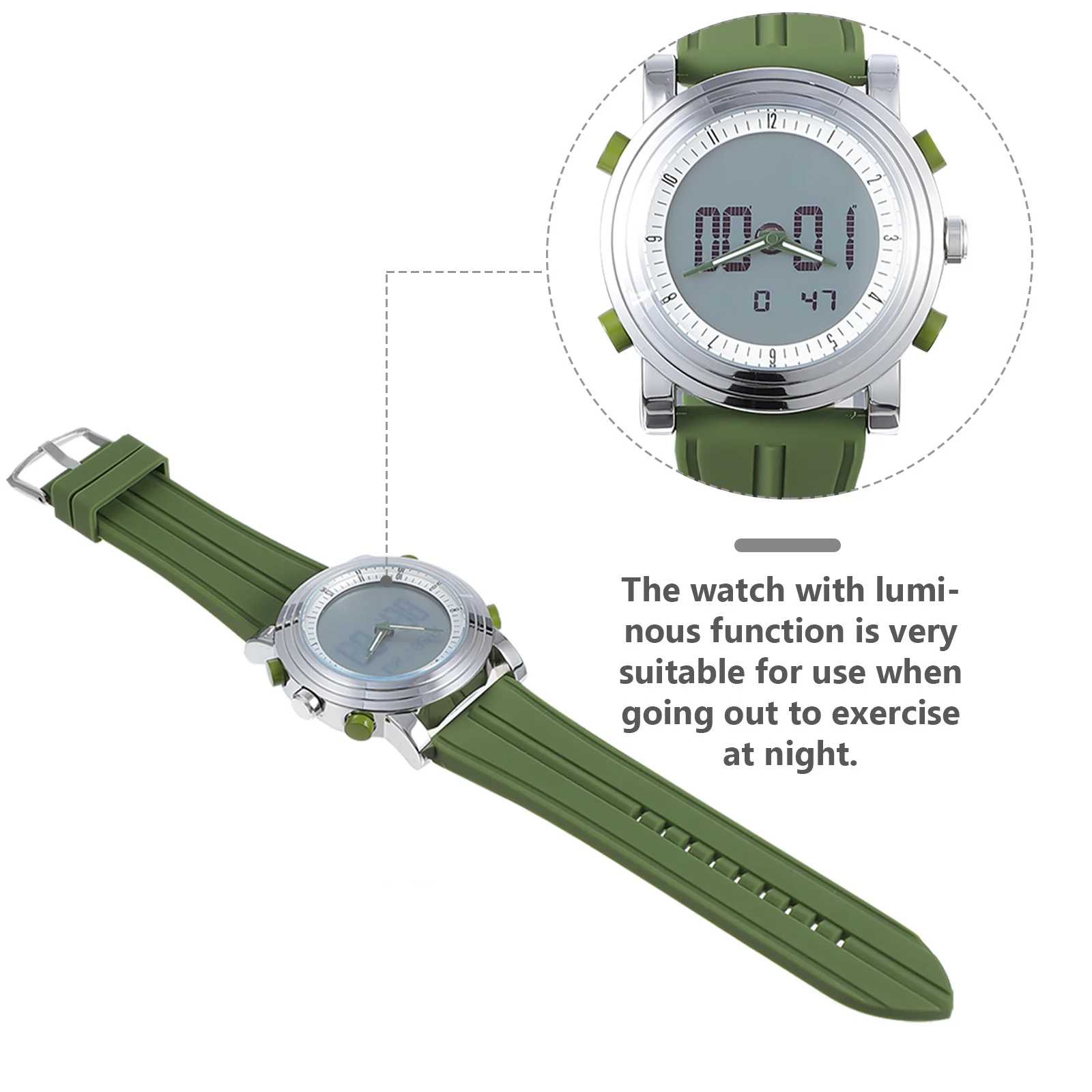 Luminous Digital For Men Women Outdoor Sports Silicone Luminous Electronic Watch Strap Multifunctional Electronic Student Watch