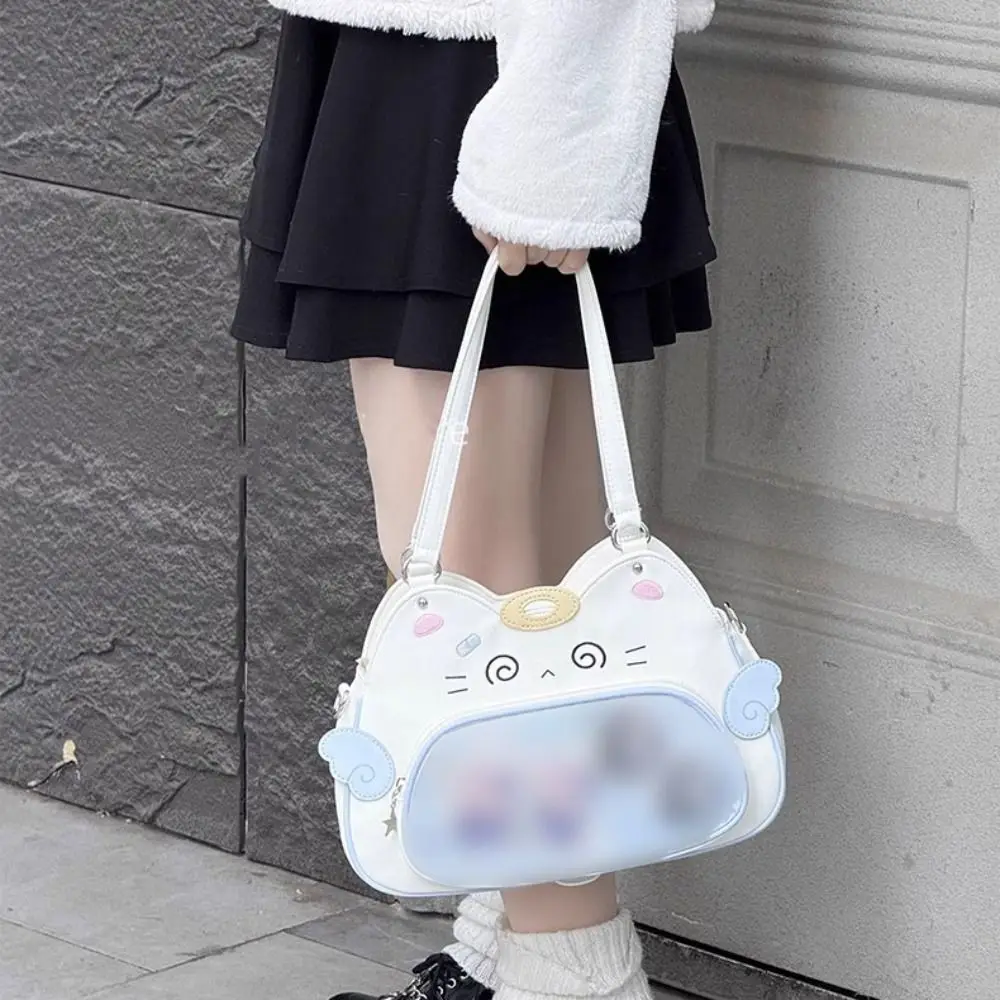 Portable Zipper Bag Kawaii Cat Itabag PU Cotton Doll Bag Transparent Pocket Wallet Badge Storage Bag Fashion Backpacks Men image 4