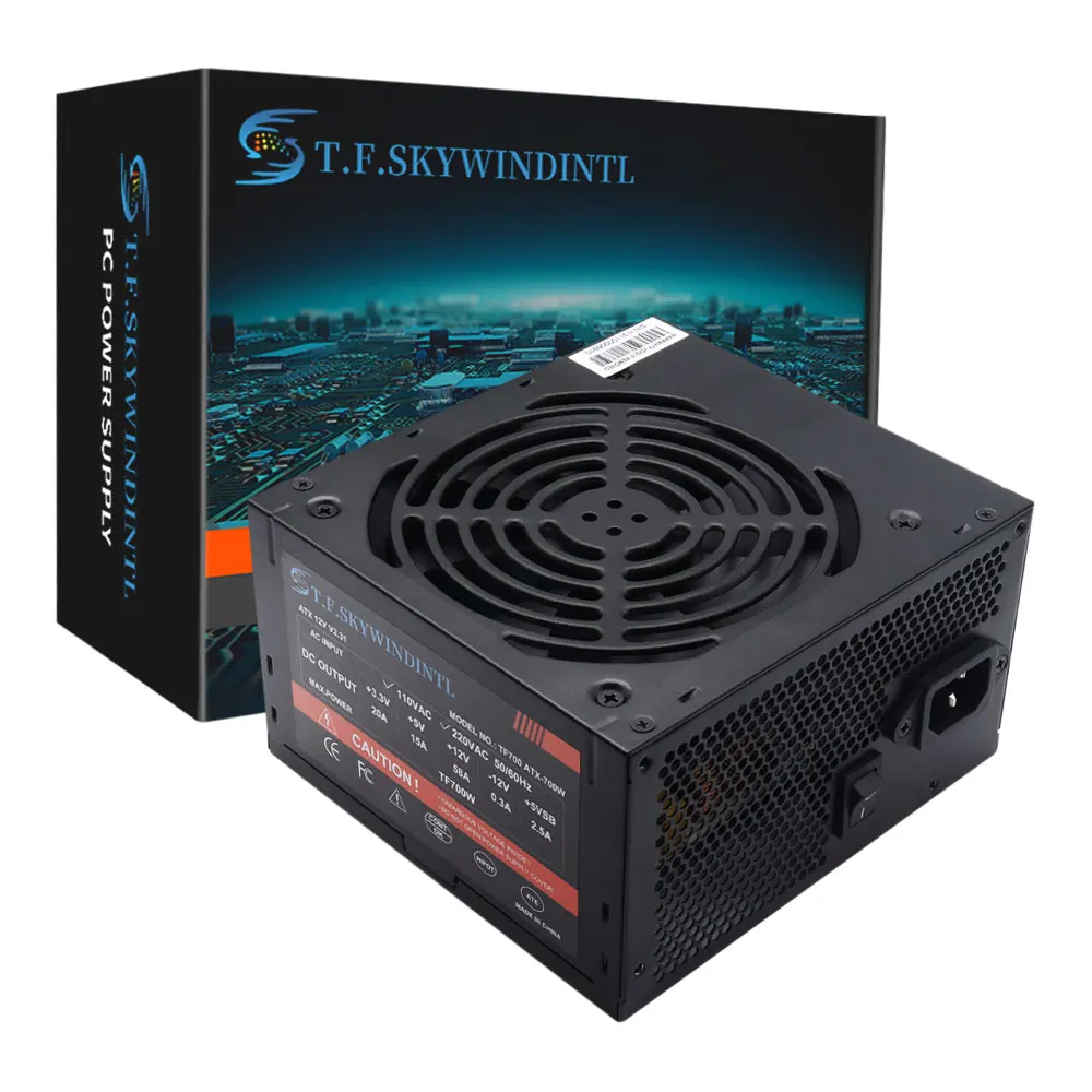 T.F.SKYWINDINTL 700W Power Supply Non Modular ATX PSU with 120mm Ultra Quiet Cooling Fan Support 115/220V