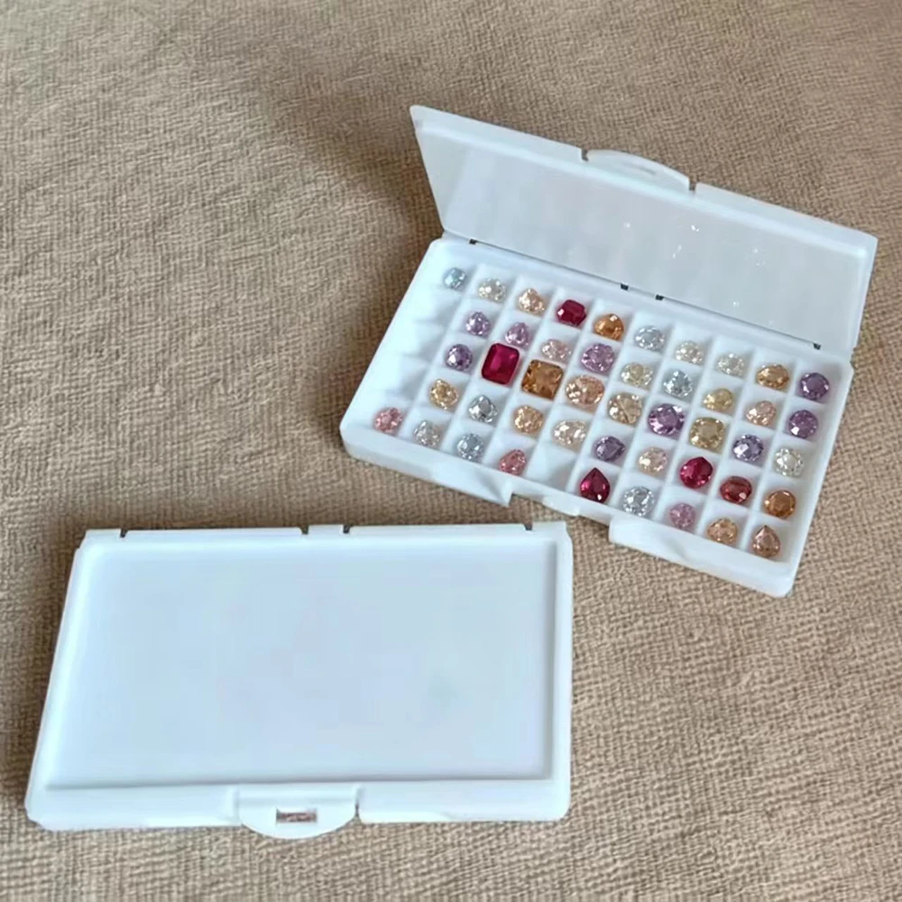 Loose Gemstone Storage Grid Box Gem Jewelry Organizer Stone Packaging Box Lab Grown Moissanite Container Diamond Display Tray