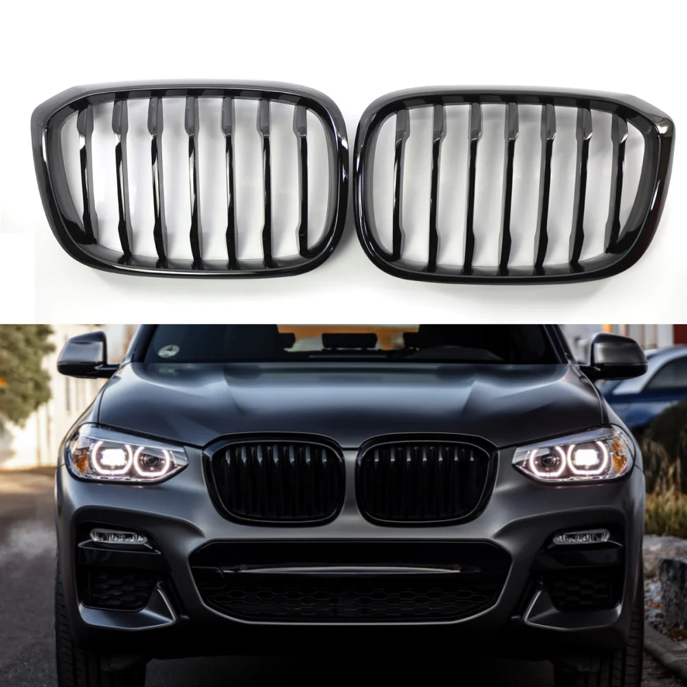 

Gloss Black Front Bumper Kidney Grille Slat Style Grill For BMW X3 G01 X4 G02 For BMW X3 25i 28i For BMW X4 25i 30i