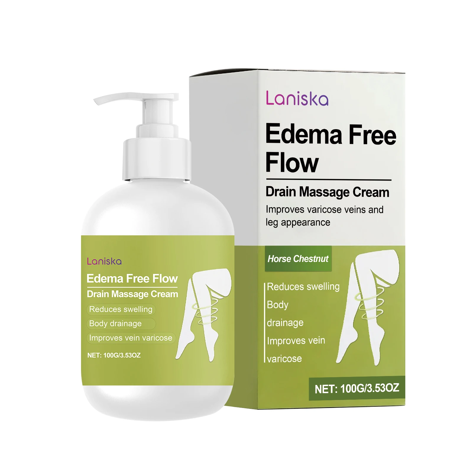 Drain Massage Cream Reduce Leg Swelling Relieve Leg Soreness Fatigue Improve Varicose Veins Promote Circulation Leg Skin Care