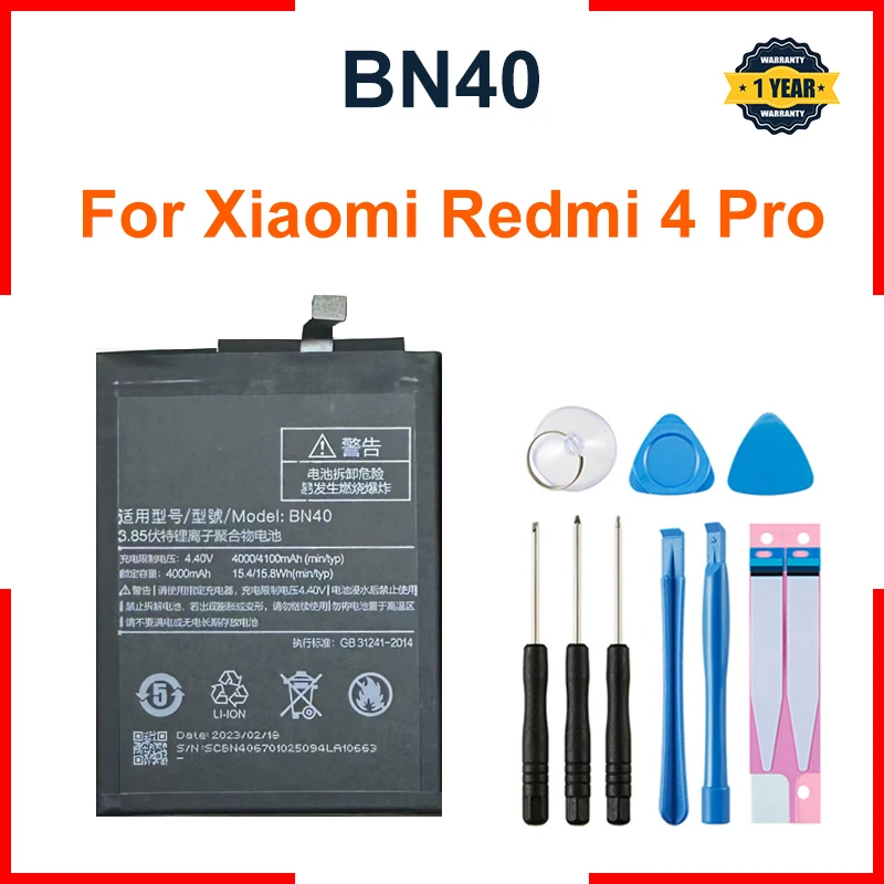 

Xiao Mi Battery BN40 For Xiaomi Redmi 4 Pro Prime 3G RAM 32G ROM High Quality 4100mAh Phone Replacement Batteries