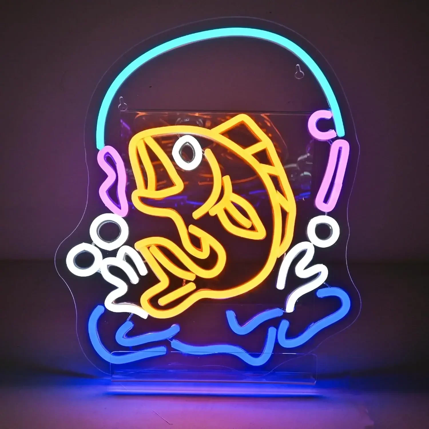 

Fish on Neon Sign LED Neon Light for Fishing Grounds Bedroom Game Room Yacht Man Cave Wall Decor USB Powered Birthday Gift