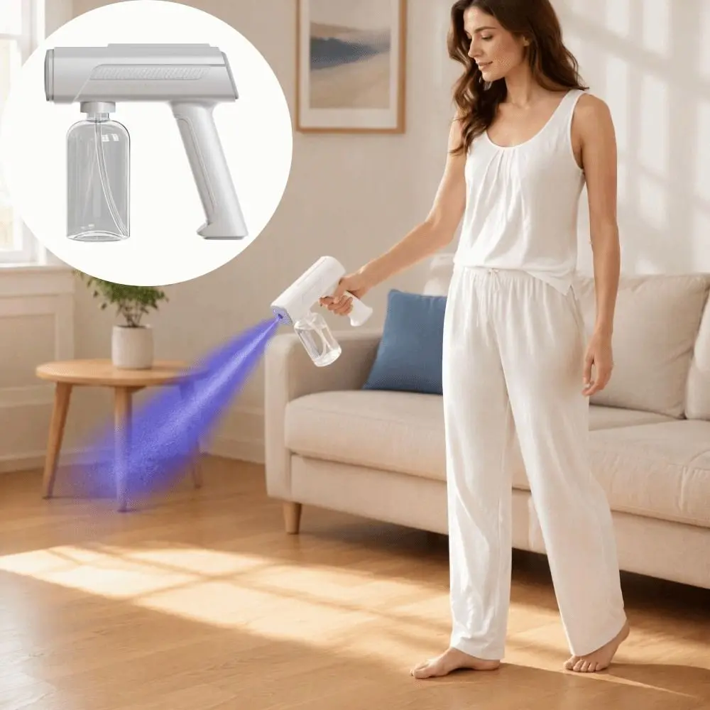 Rotating Nozzle Atomizing Spray Bottle Wireless USB Rechargeable Electric Sprayer Blue Light Automatic Disinfectant Atomizer