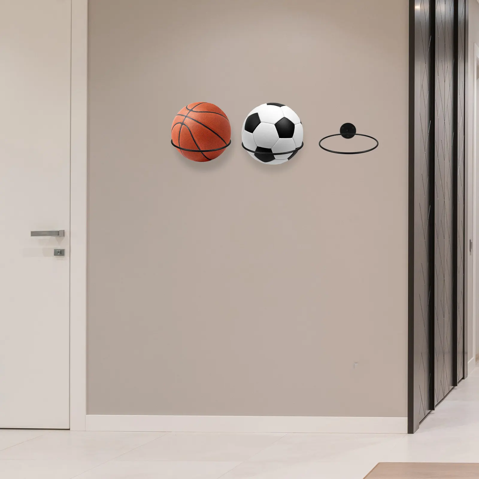 3Pcs Iron Ball Display Rack Strong Rust-Proof Wear-Resistant Sports Balls Wall Holder for Basketball Soccer Volleyball Home