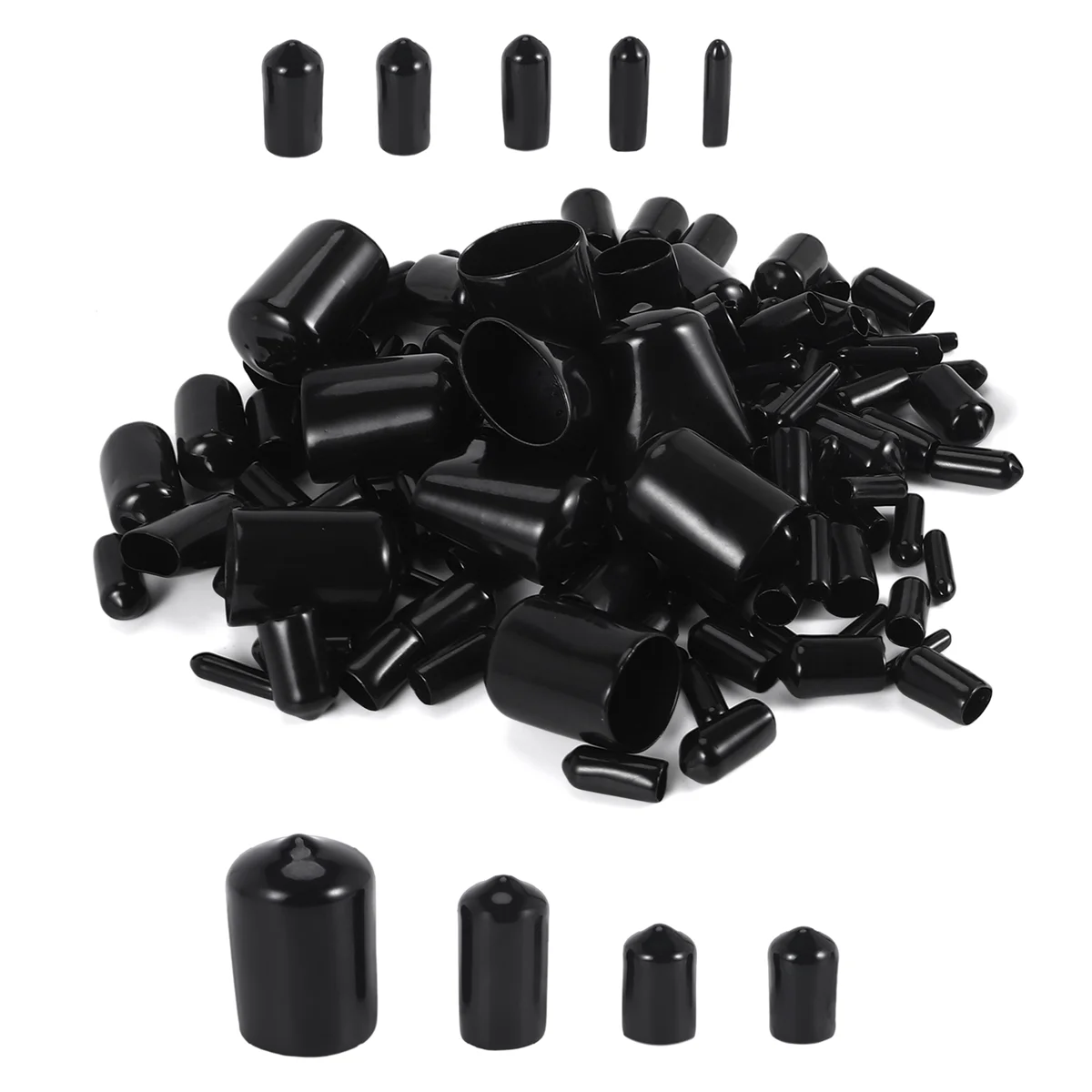 ABQR 160Pcs Assorted Size Rubber End Caps, Flexible Screw Thread Protector Caps Round Vinyl Bolt Screw Cover Caps in 9 Size