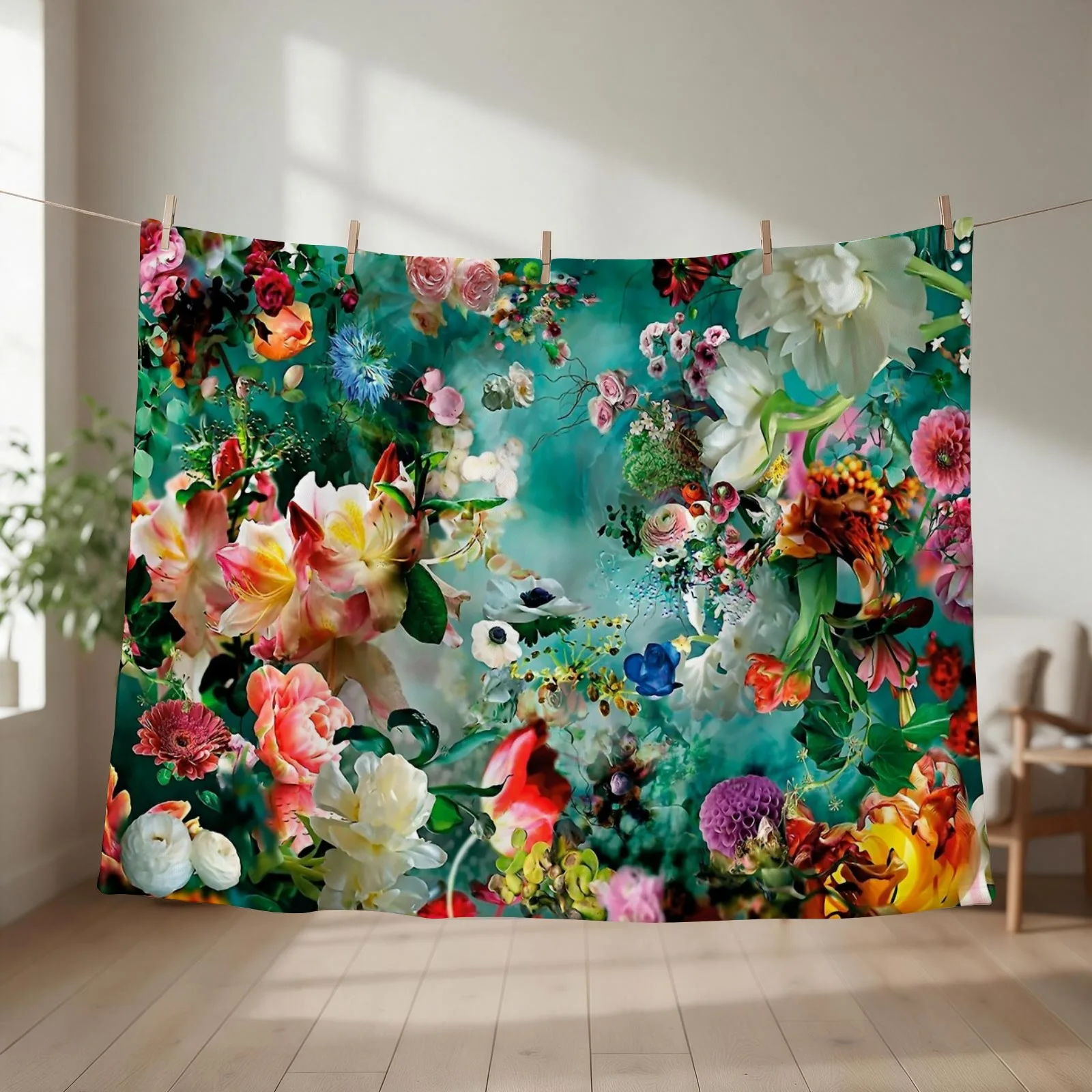 Magic Flower Garden Throw Blanket Bed Moving Multi-Purpose Flannel Fabric Blankets