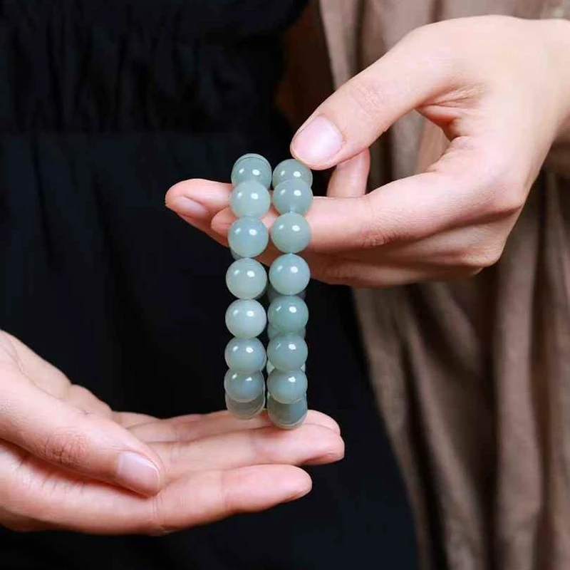

Natural Hotan Jade, Qemuo Old Material, Round Smooth Jadeite Bracelet Men and Women