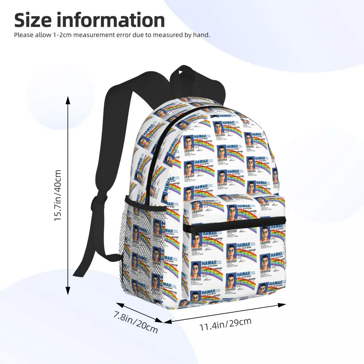 McLovin Driver License Student Backpack School Bag Hiking Travel Daypack for Men Women Bookbag Shoulder Bags