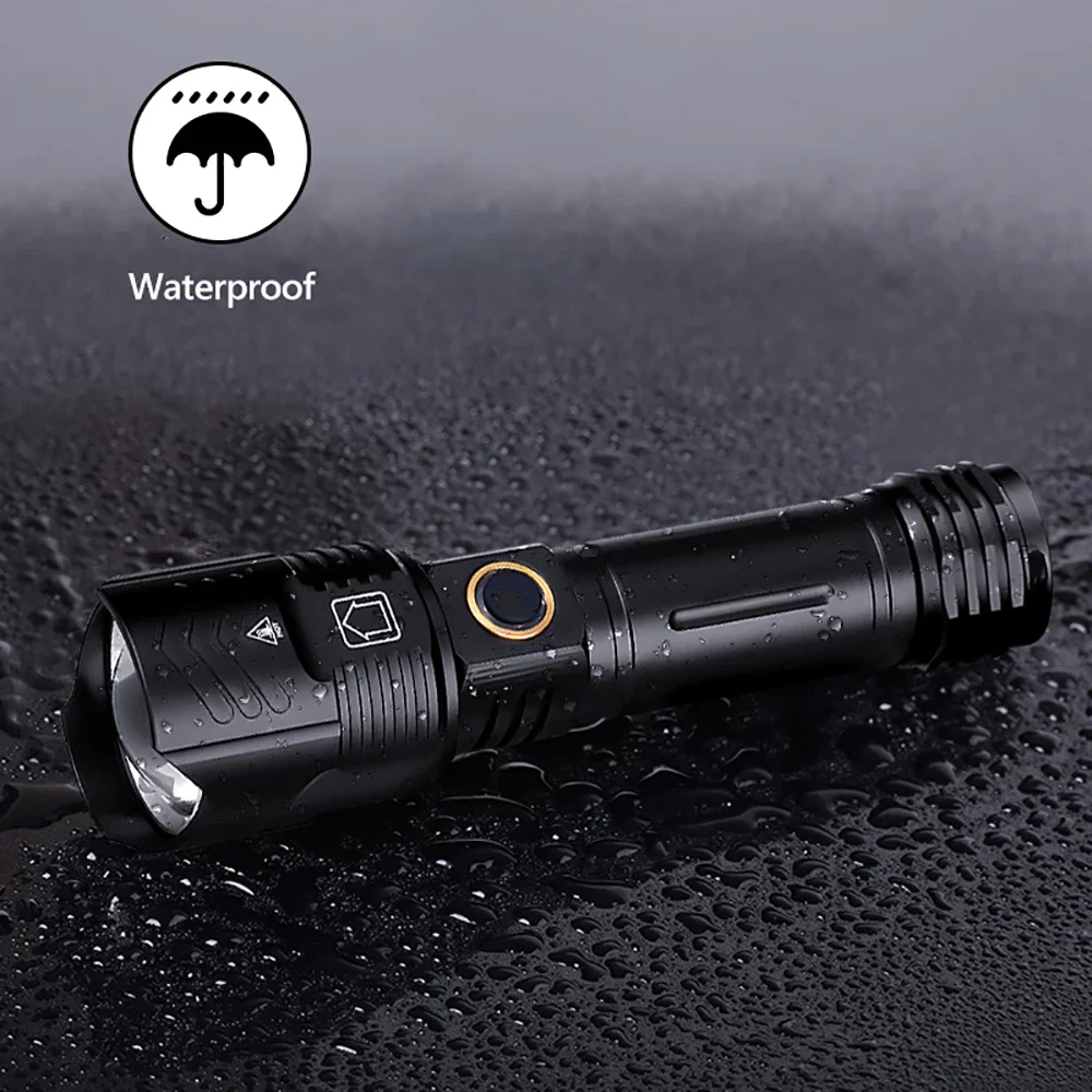 99000000Lumens Super Bright XHP199 LED Flashlight Powerful Tactical Torch USB Rechargeable Lantern Portable Zoom Camping Light