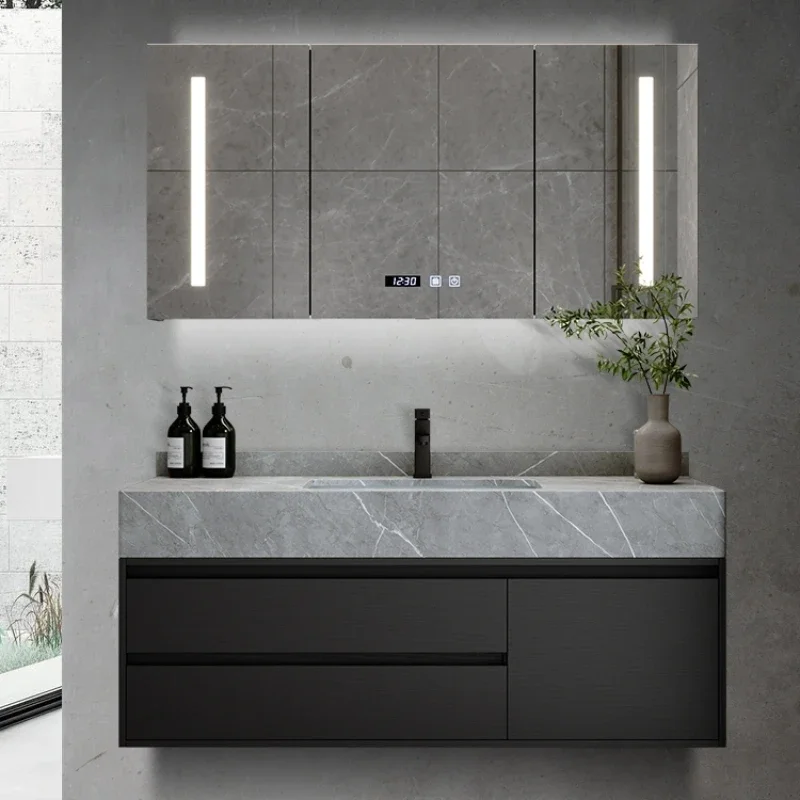 Penetration Anal Bathroom Furniture Cabinet Combination Modern Light Luxury Washbasin Ceramic Seamless Integrated Home Storage