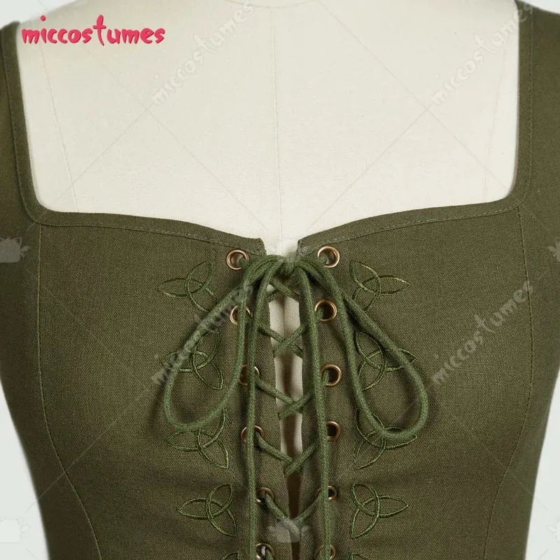 CyMiccostumes Women Medieval Costume Renaissance Sleeveless Dress Cottagecore Lace Up Fariy Dress