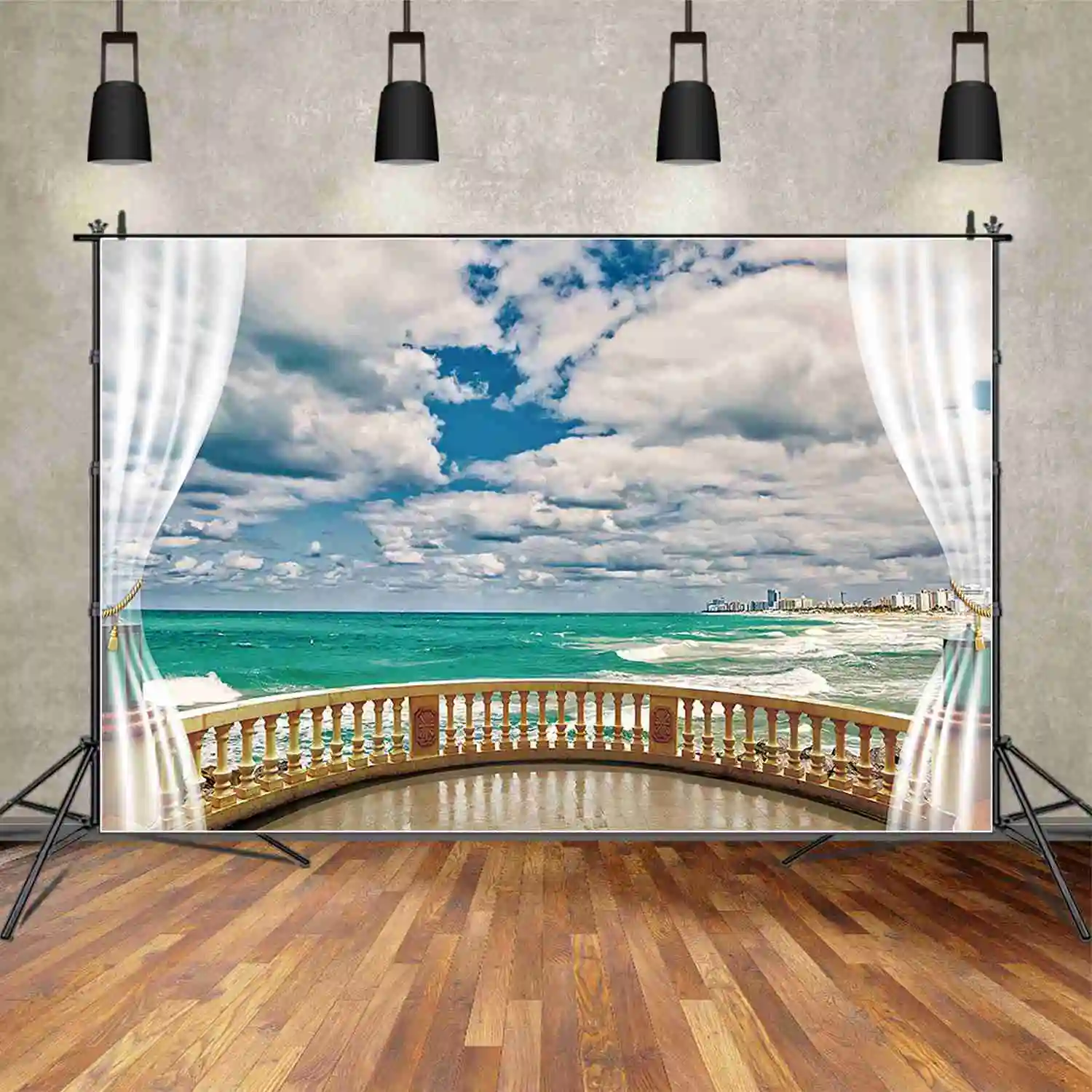 Mon.qg ฉากหลังอาคารชายหาดในฤดูร้อนฉากหลังวันหยุดของผู้ชายพื้นหลังทะเลสีฟ้าของตกแต่งปาร์ตี้ที่กำหนดเองอุปกรณ์ถ่ายภาพโซน