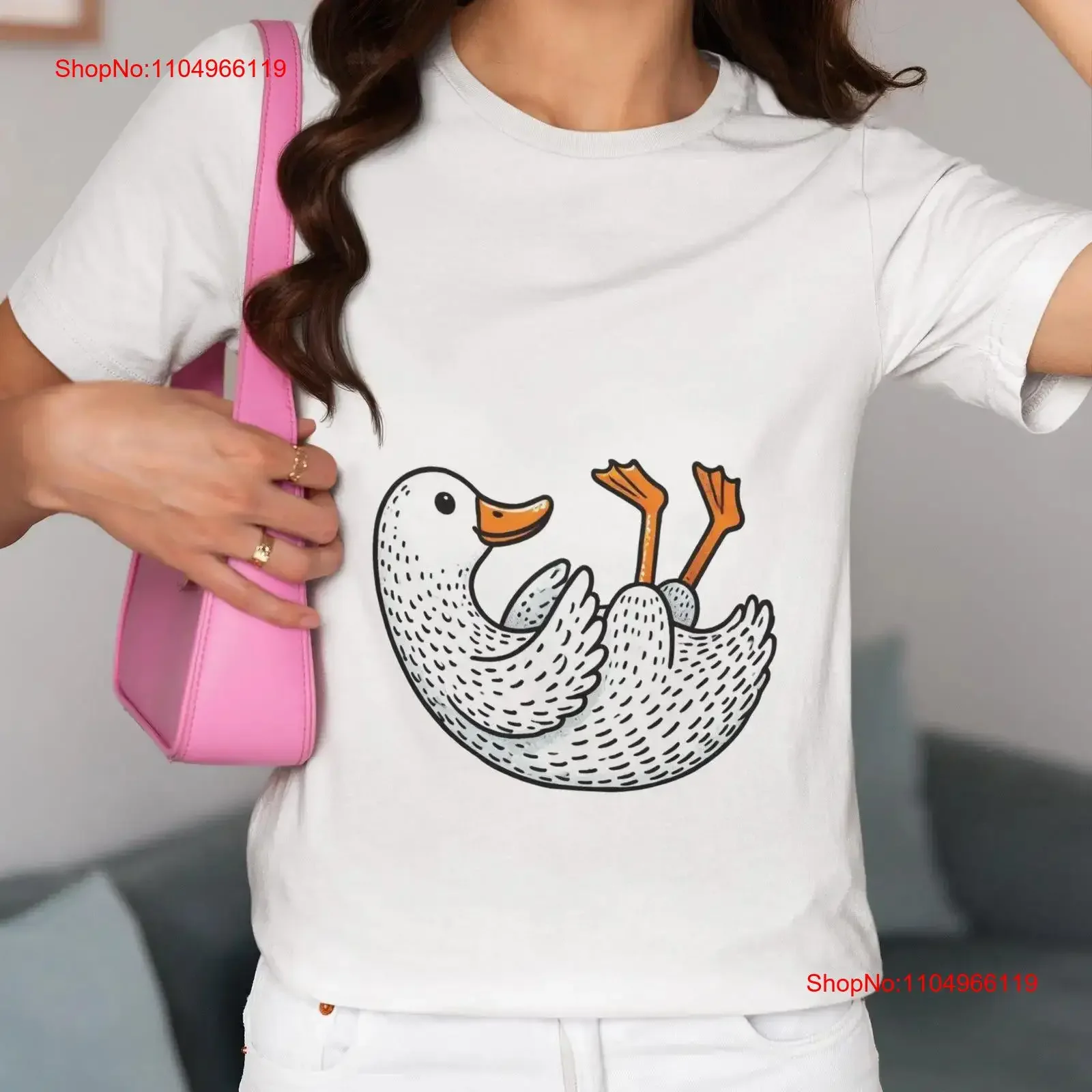 

Футболка «Утка лежащая на спине» с забавным мультяшным милым любителем животных, уникальная художественная новинка для винтажного стираного дома, удобная унисекс