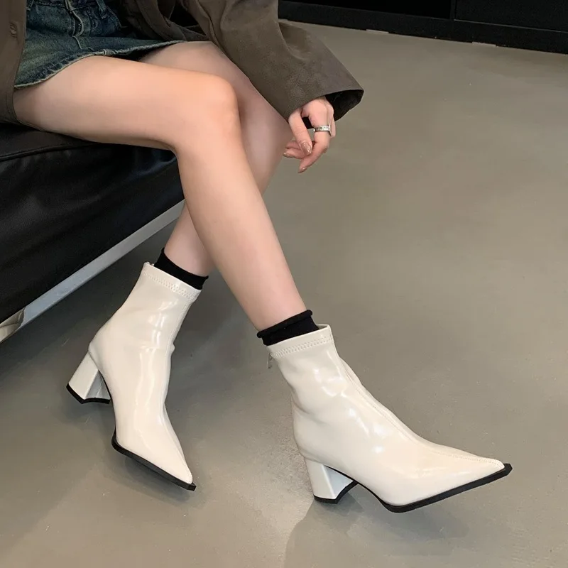 Women\'s Mid Calf Boots Luxury Designer Pointe Shoes Boots-Women Winter Footwear Fashion Med Rock Pointy 2024 Mid-Calf Ladies R