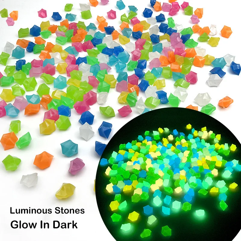 Outdoor Luminous Stones Fluorescent Gravel Glow In Dark Garden Pebbles Rocks Fish Tank Aquarium Decoration 50/100/200/Pcs/Bag