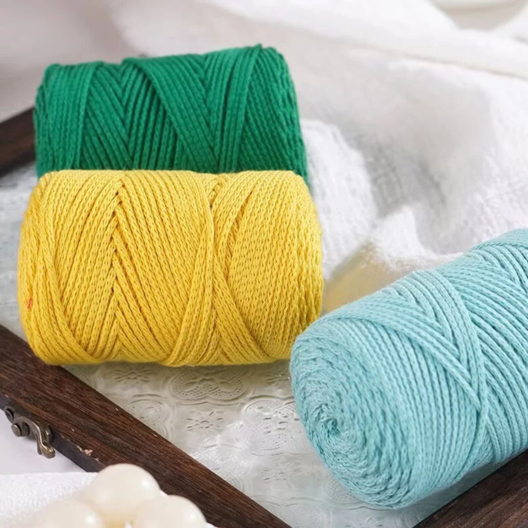 2 Stück Neues Reines Baumwoll-Hohlgarn, Verschleißfest und Waschbar, Geeignet zum Stricken von Mützen, Kissen, Taschen, Untersetzern und Mehr. – Detail 2