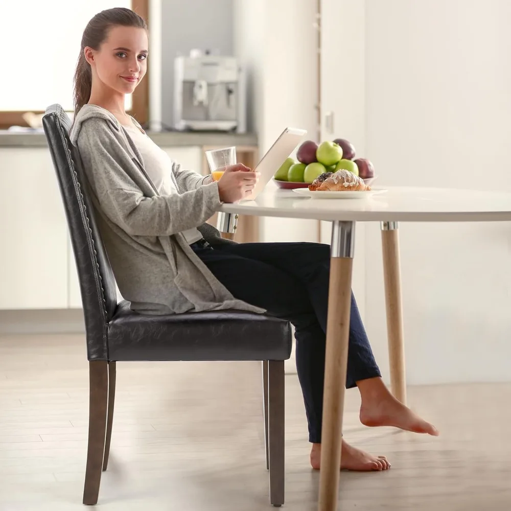 Lot de 2 chaises de salle à manger en cuir, ensemble de 2 pièces, style médiéval, avec tête en pointe, pour repas, pour le salon