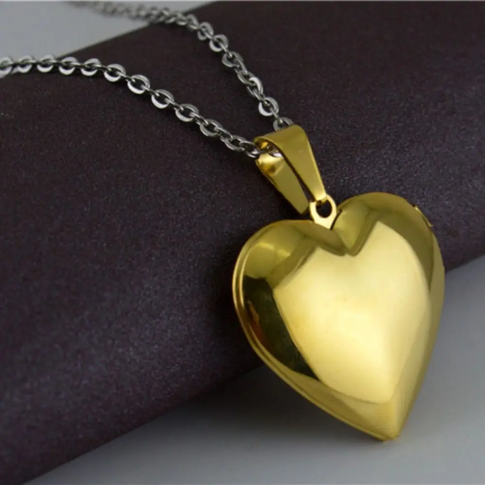 شيك قابل للفتح الحب المغلف قلادة القلب DIY قلادة سترة سلسلة الفولاذ المقاوم للصدأ الرقبة عشاق المجوهرات المختنق قلادة الفتيات #2
