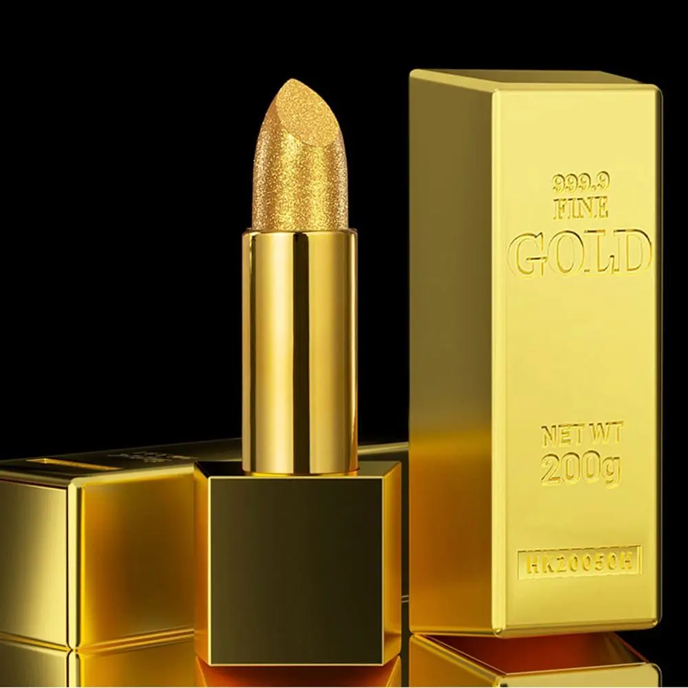 Batom dourado impermeável Glitter para mulheres, duradouro, pigmentos nus, batom de veludo, 7 cores Lipgloss, matiz labial, suave