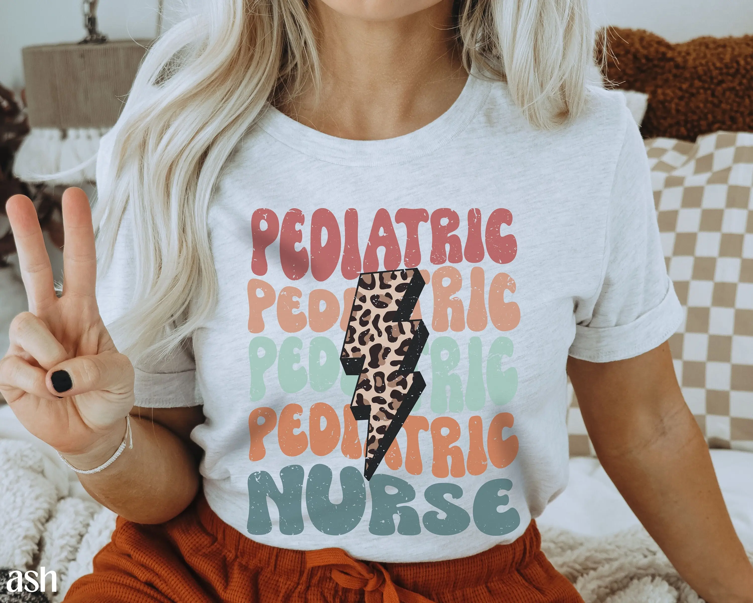 Retro Pediatric Nurse T Shirt Distressed Peds Vintage Pediatrician Office Animal Print