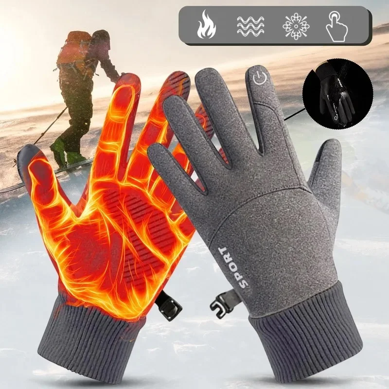 

Winter Cycling Windproof Gloves Bicycle Warm Touchscreen Full Finger Gloves Waterproof Outdoor Bike Skiing Motorcycle Riding