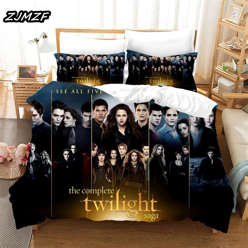 Twilight Series Duvet Cover Set And Pillowcases Vampire Hot Movies Single King Full Fashion 3D Bedding Set For Adults Bed Linen