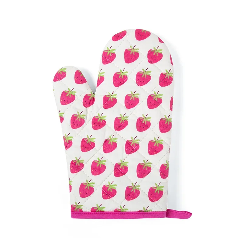 1pcs Microwave Baking BBQ Glove Cotton Cute Oven Mitts Heat Resistant Potholders Non-slip Kitchen Cooking Tools Mitten