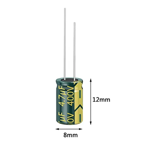 10PCS 400V 4.7UF Capacitor 8x12MM(0.31x0.47in) High Frequency Aluminum Electrolytic Capacitors for TV, LCD Monitor, Game