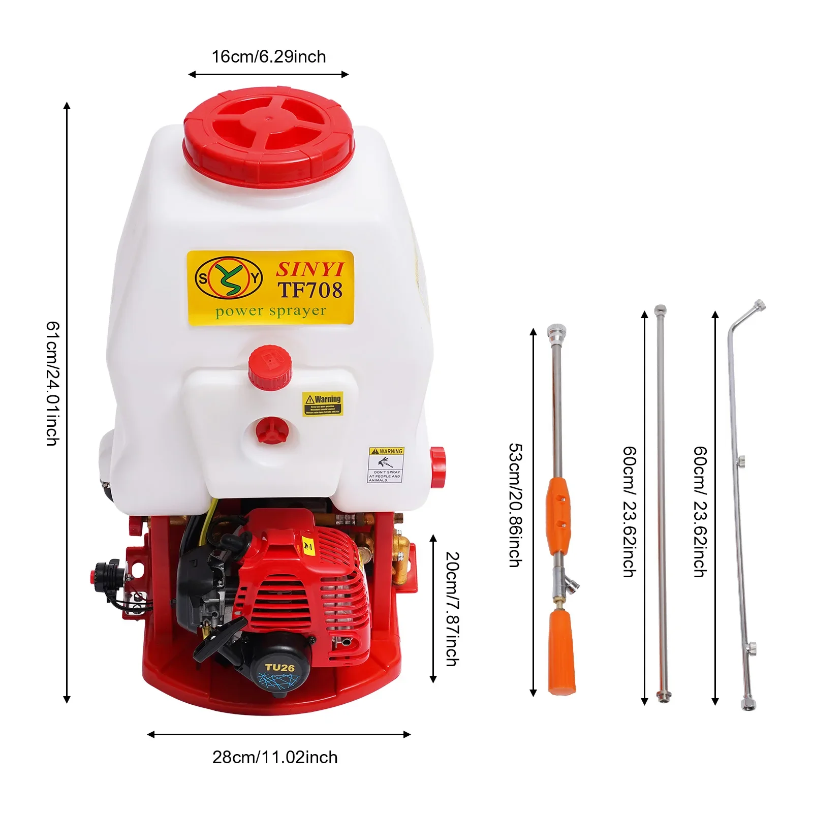 20-Liter-Drucksprüher, Benzinsprühgerät, 2-Takt-Motor, verstellbares hinteres Sprühgerät, universelle CDI-Zündung für Parks, Terrassen usw – Detail 13