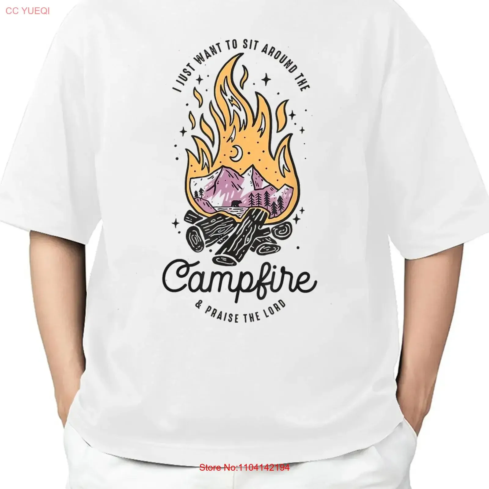 Around The Campfire And Praise Lord T Shirt Aesthetic S 4XL vintage Washed graphic Slightly Stretched Top For Everyday Wear