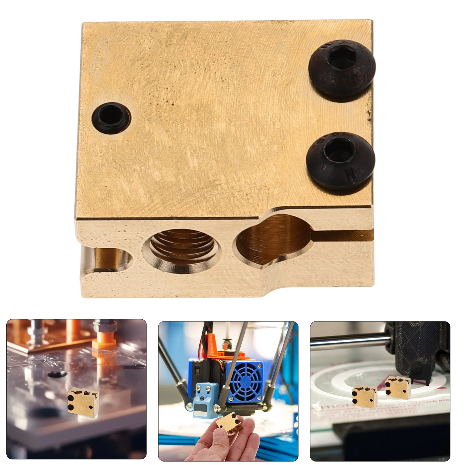 

3D Printer Heat Block Zinc Alloy Copper Improved Precision Replacement Compatible With Pt100 Sensor Extruder