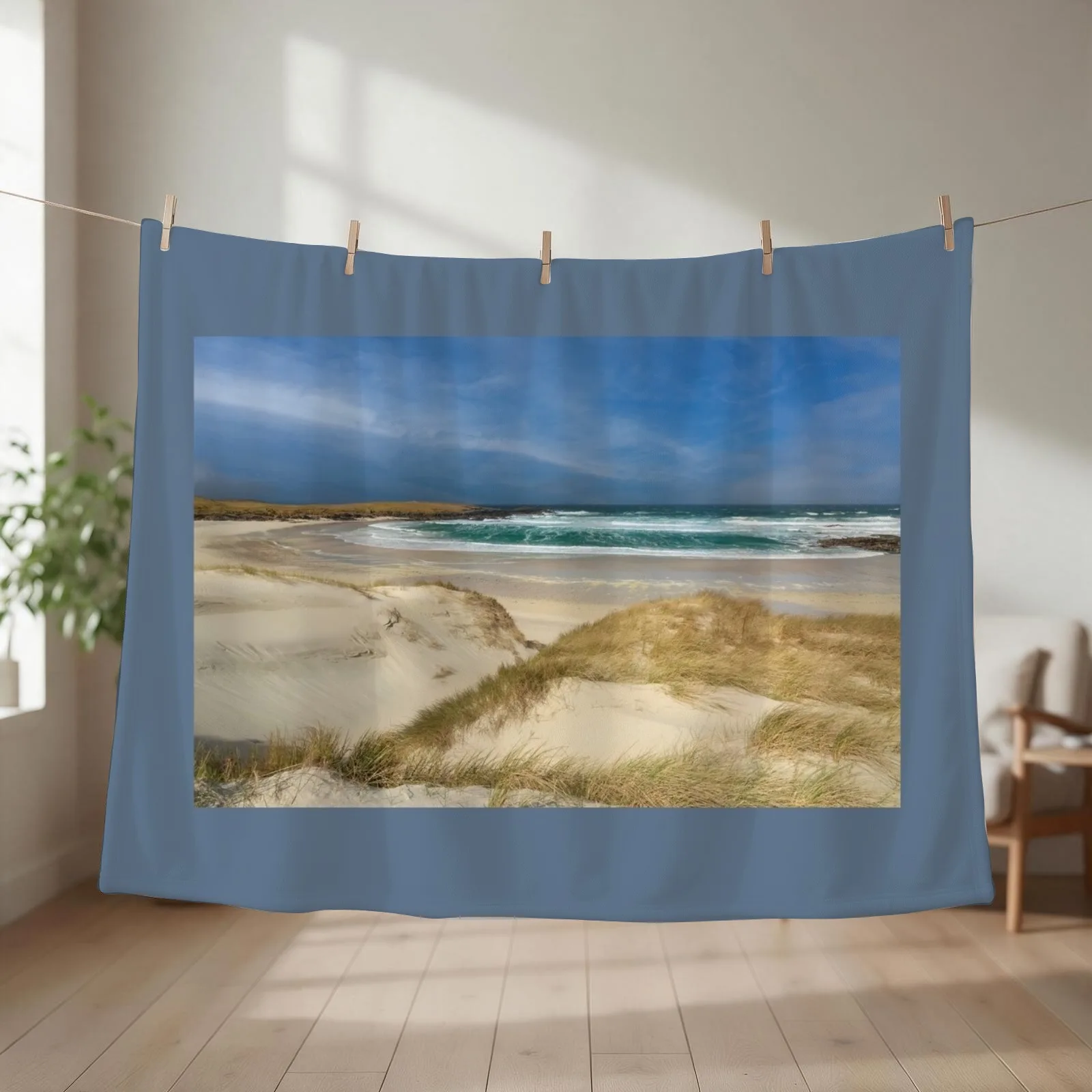 North Uist Clachan Sands Traigh Hornais Scotland. Throw Blanket warm winter Luxury Designer Beach Decorative Sofas Blankets