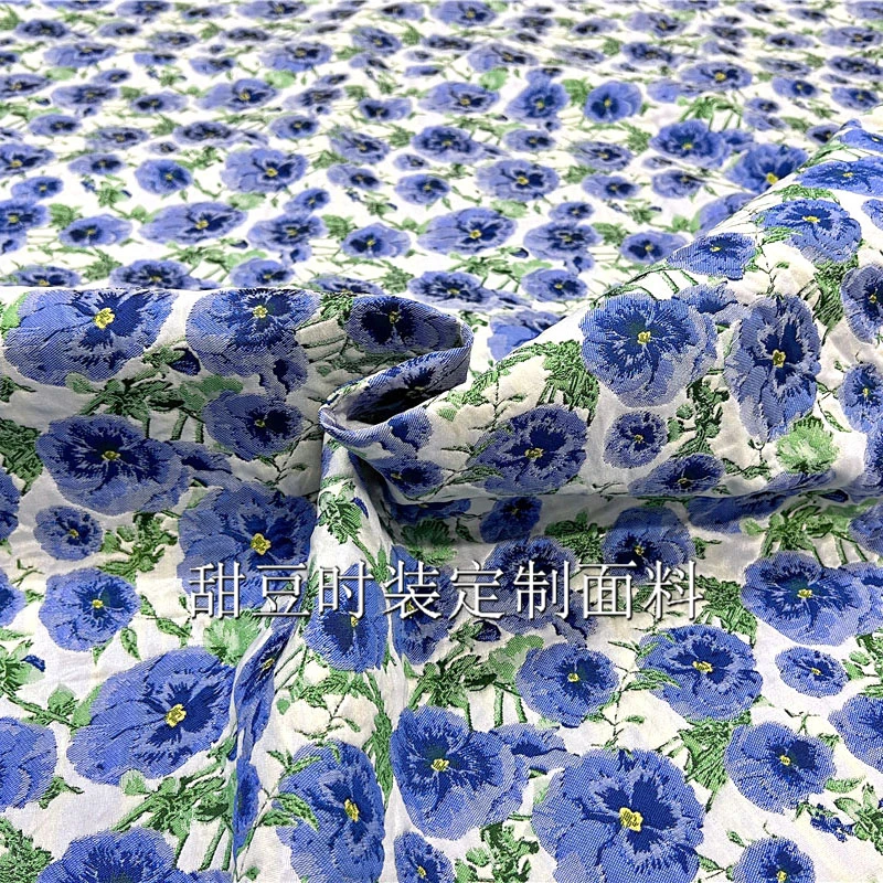 Flower Jacquard Brocade Fabric European Brand Fashion Dress Suit Woven Fabrics Cloth for Diy Sewing Material by the Meter