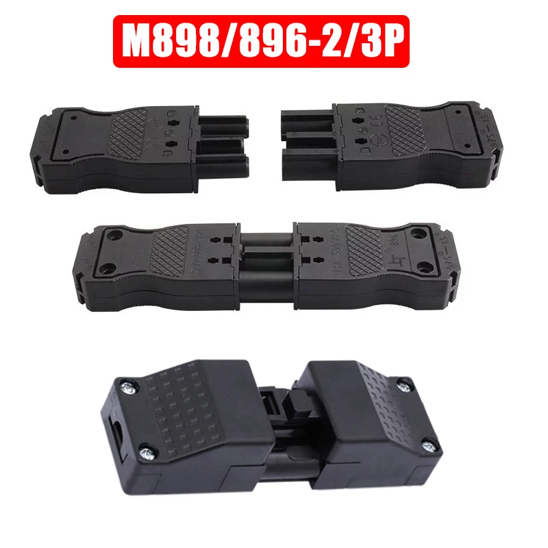 M898/896 500V AC/DC Docking Terminal 16A PS Flat Male Female Plug-in Connector 2Pin 3 Pin Tripartite Line LED Quick Docking
