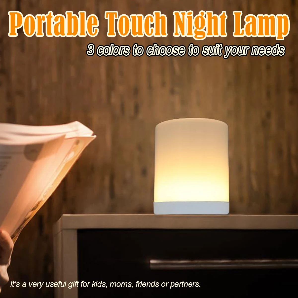 Led Round Touch Light Dim Bedroom Tricolor Lamp Rechargeable Lamps Soft Night Bedside Table Sleep Desk Room Lights Study Reading