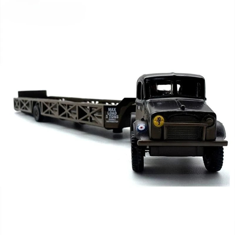 WWII Military Trailer Semi-Trailer, Truck Car Model, Alloy 1:76