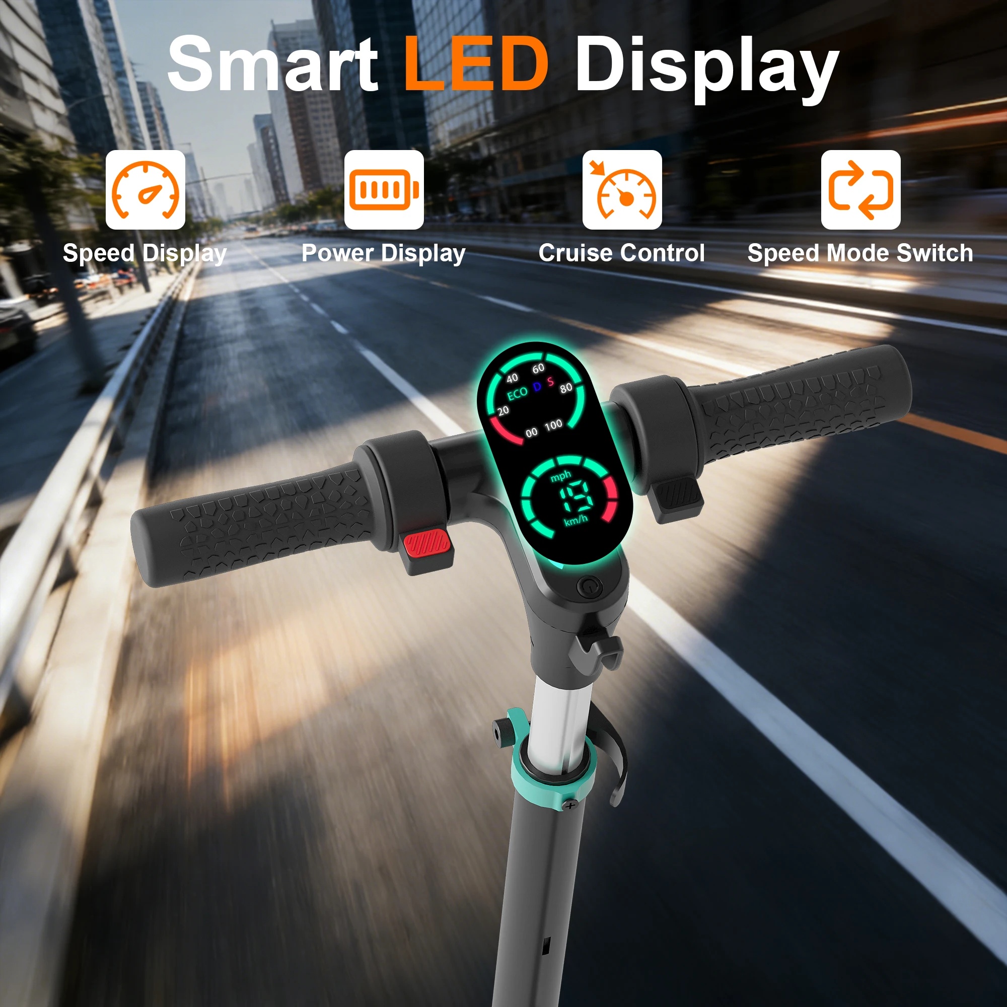 Commugo Foldable Electric Scooter for Kids Ages 8+, Teens , 250W Motor up to 12 MPH, 10 Mile Range, UL2272 Certified, Rainbow LED Lights view 6