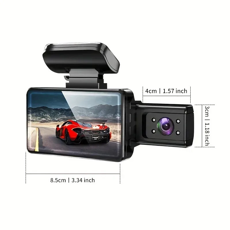 3 inch screen driving recorder 170 ° wide angle high definition 1080P dual lens night vision car front and inside car video