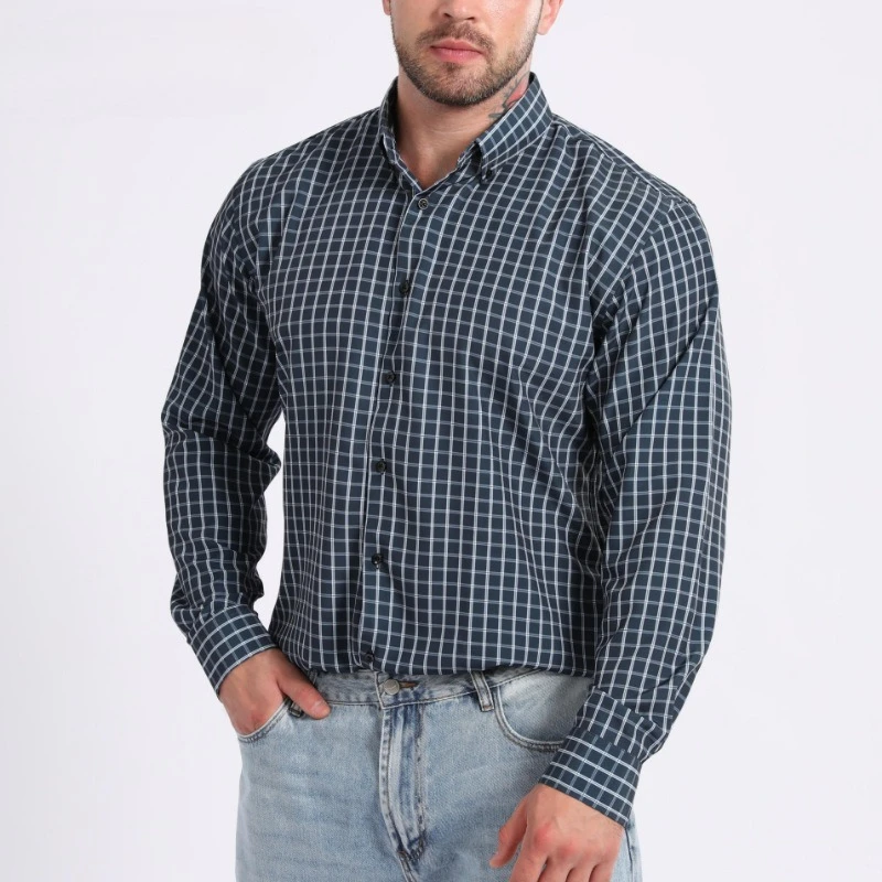High Quality Fashion Korean Popular Plaid Shirts for Men Slim Fit Formal Casual Shirt Trends Elegant Office Clothes