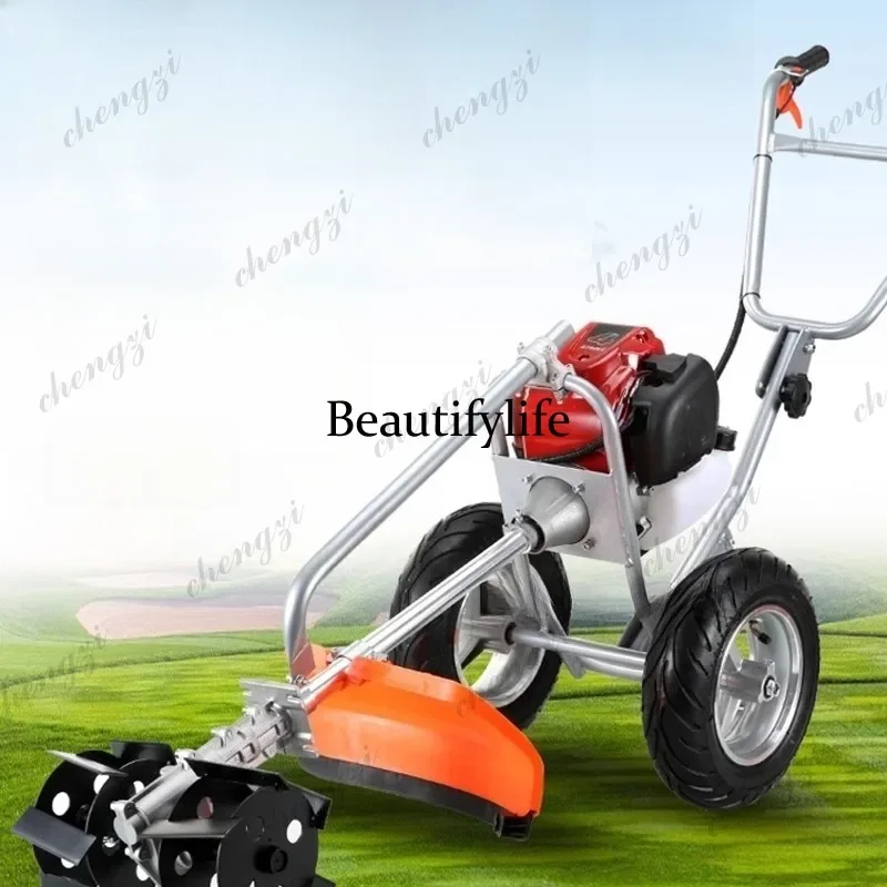 

f182 Hand-pushed lawn mower weeder multi-function weeder micro-tillage agricultural orchard hand-pull tiller