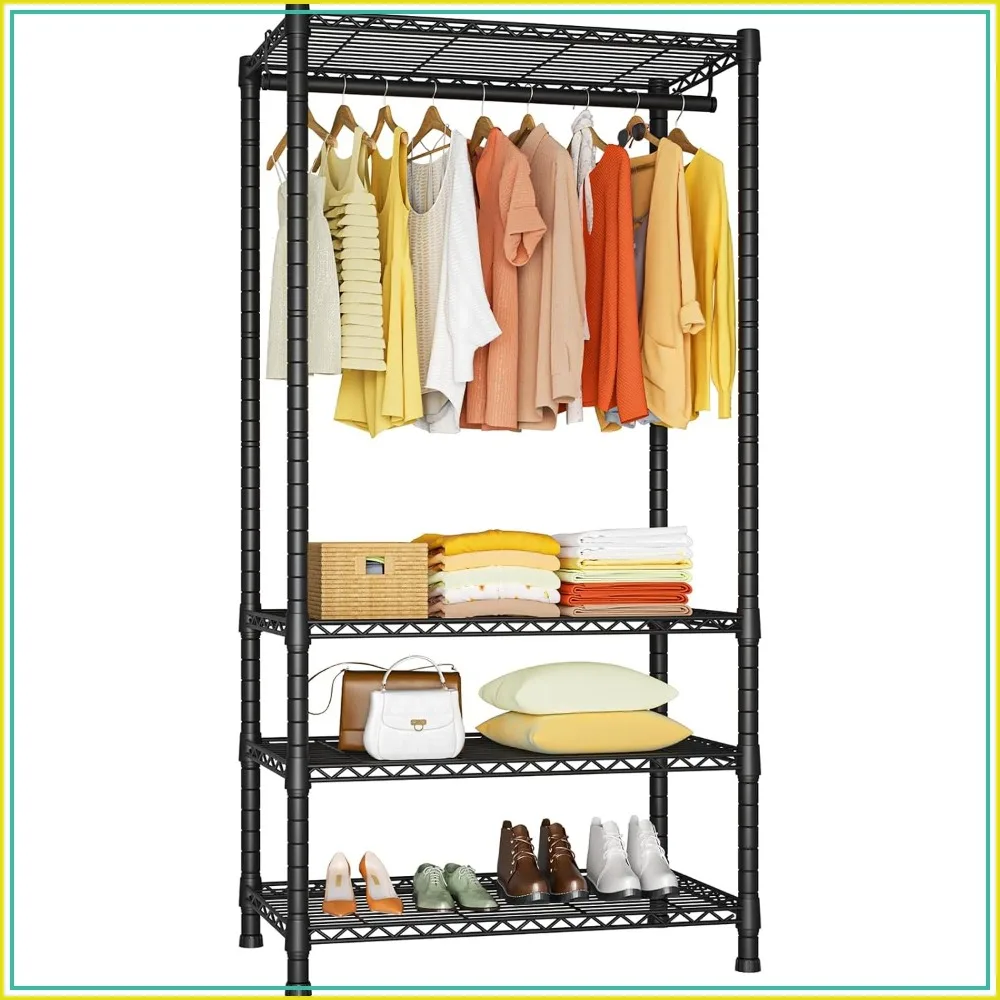 4 tiers metal clothes rack heavy duty, max load 500 lbs