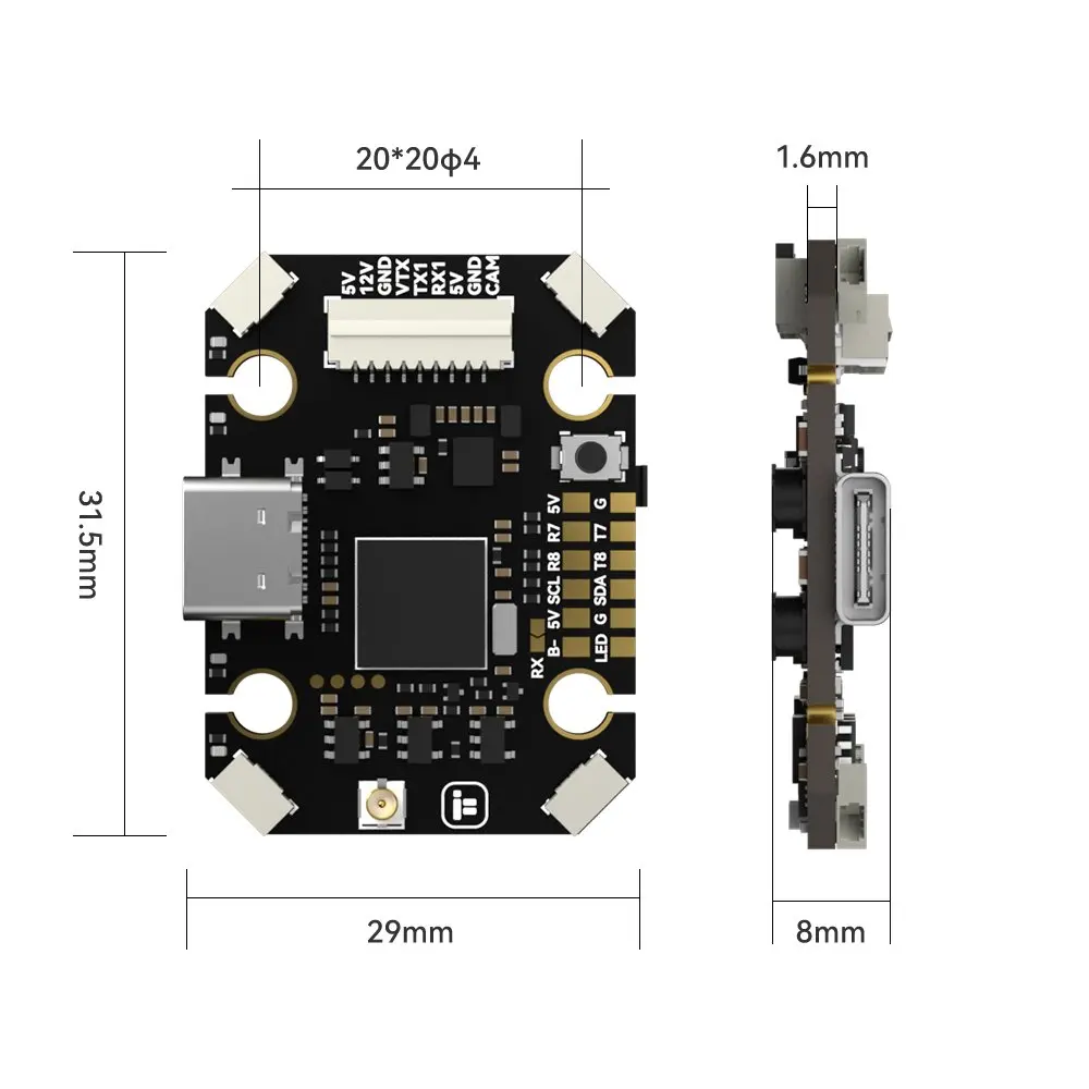 iFlight Borg Mini H7 FC Built-in ELRS 2.4G RX ICM42688 Gyro 32MB Blackbox 20x20mm 4-6S for FPV Racing Drone