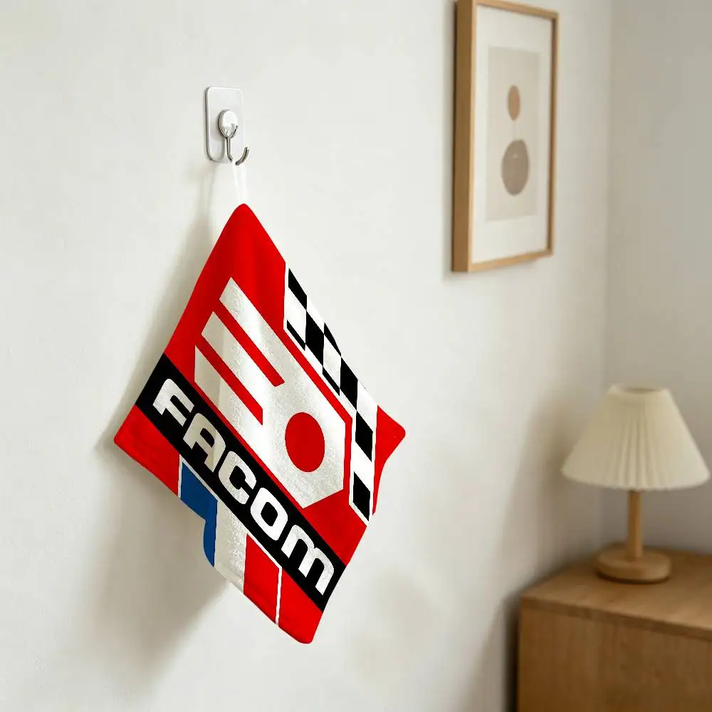 FACOM Logo Hanging Polyester Cotton Towel, Reusable Hand Wiping Cloth, Wear Resistant For Home Kitchen Sink