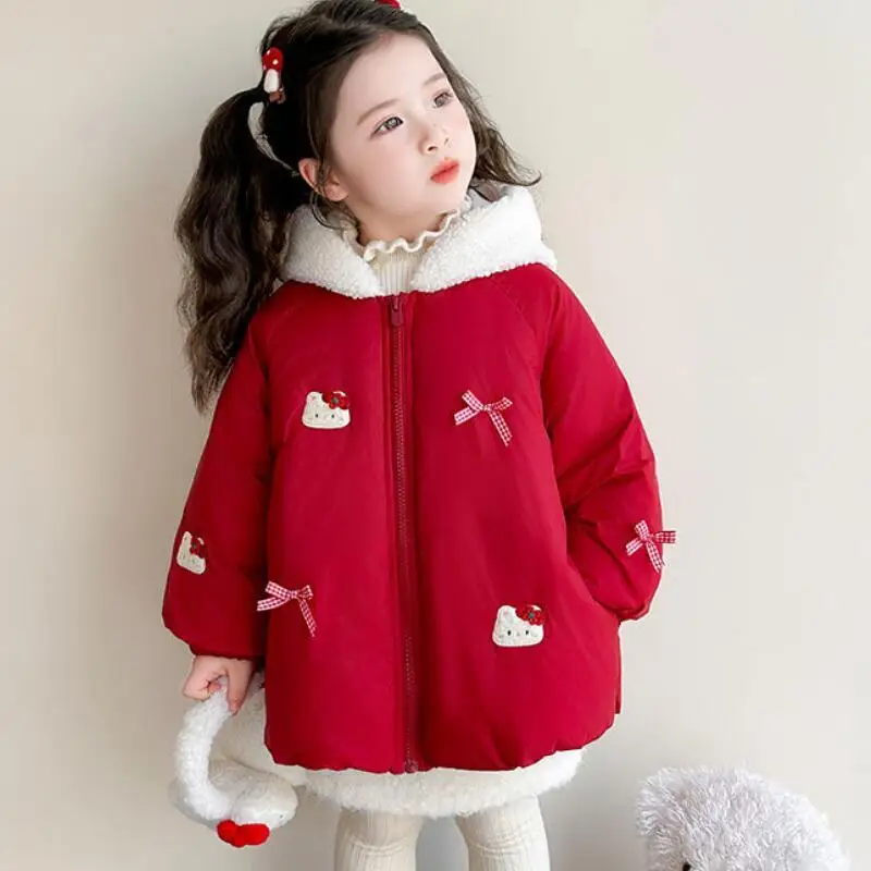 

Children's Cute Kitten Jacket 2025 Winter New Cartoon Anime Fashion Thickened Warm Tops Sweet Comfortable Soft Girls' Clothing