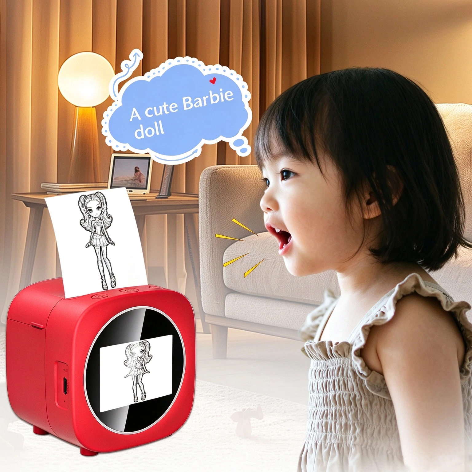 AI Magic Box Voice Control Thermal Printer 58mm/2inch Mini Portable Digital Display Printer for Kids Children Gifts