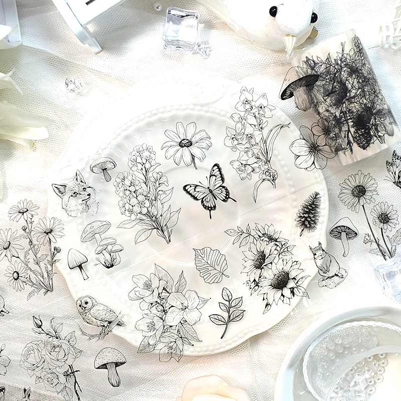 Floral Tape Journal Laser Gold Special Oil Sticker Background Decorative Journal Material