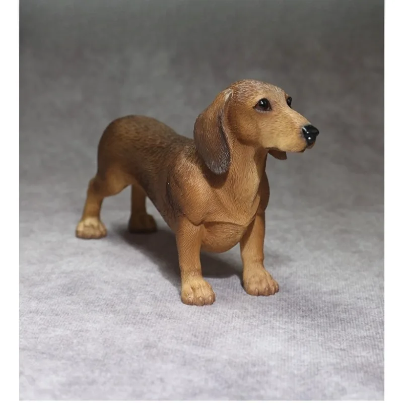 1/6 Scale Standing Posture Dachshund Simulated Resin Dog Animal Model for 12-inch Soldier Toy Figures Collection Accessories